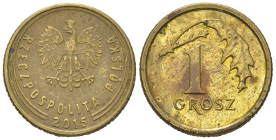 Польша 1 грош 2015 KM 923 сталь плакированная латунью 4567-942
