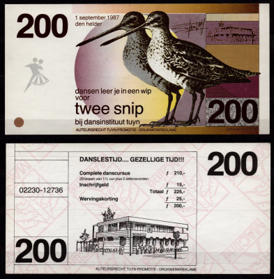 Нидерланды 1987 рекламный купон на скидку в танцевальной школе "Dansinstituut Tuyn" картон 7457-3-1-1