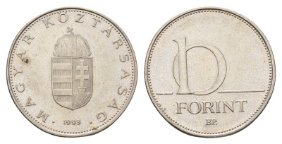 Венгрия 10 форинтов 1993 KM 695 латунь плакированная медно-никелем 93-1454