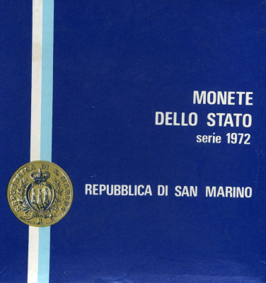 Сан-Марино годовой набор из 8 монет 1972 1, 2, 5, 10, 20, 50, 100 и 500 лир мать поднимает ребенка в воздух KM 14-21, в оригинальной пластиковой запайке серебро KM MS1 серебро UNC 7-5-1-8