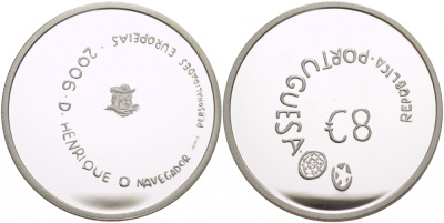 Португалия 8 евро 2006 принц Генрих Мореплаватель KM 776a серебро PROOF 01-166-41