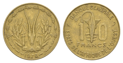 Западная Африка (BCEAO) 10 франков 1978 KM 1a медь алюминий никель 4612-642