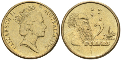 Австралия 2 доллара 1996 абориген, Елизавета II (1953-) KM 101 алюминиевая бронза UNC 4398-532