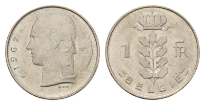 Бельгия 1 франк 1967 Belgie, Бодуэн I (1951-1993) KM 143 медно-никель 4617-815