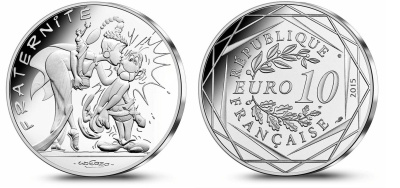 Франция 10 евро 2015 серия Астерикс и свобода, Латравиата (Latraviata) и Астерикс, в оригинальном буклете KM NEW серебро UNC 1-4-3-27