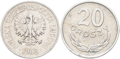 Польша 20 грошей 1962 MW KM А47, Parchimowicz 208c алюминий 4174-666