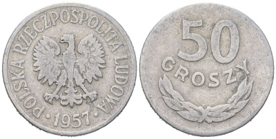 Польша 50 грошей 1957 MW Y 48.1 алюминий 4616-1055