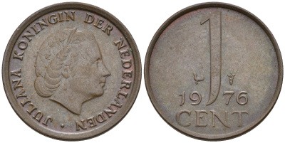 Нидерланды 1 цент 1976 Юлиана (1948-1980) КМ 180 бронза    4602-515