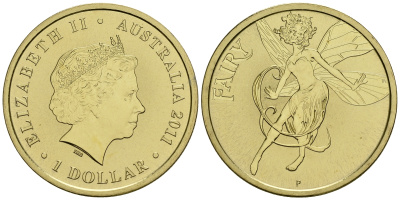 Австралия 1 доллар 2011 серия мифические существа, фея KM 1581 алюминиевая бронза UNC M41-20