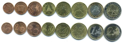Словения евронабор из 8 монет 2007 1, 2, 5, 10, 20, 50 евроцентов, 1 и 2 евро UNC N5-31