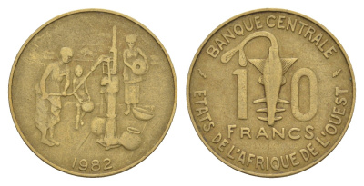 Западная Африка (BCEAO) 10 франков 1982 KM 10 медь алюминий никель 4656-837