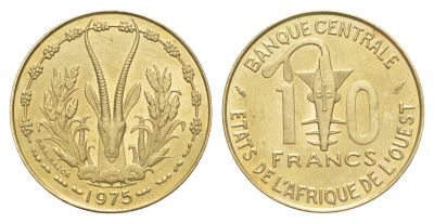 Западная Африка (BCEAO) 10 франков 1975 KM 1a медь алюминий никель UNC 4654-532