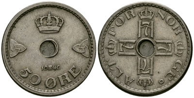 Норвегия 50 эре 1946 Хокон VII (1905-1957) KM 386 медно-никель 4584-144