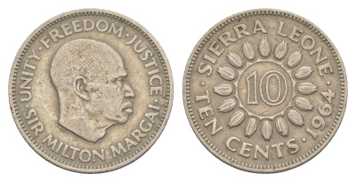 Сьерра-Леоне 10 центов 1964 Милтон Маргаи KM 19 медно-никель 4610-1013
