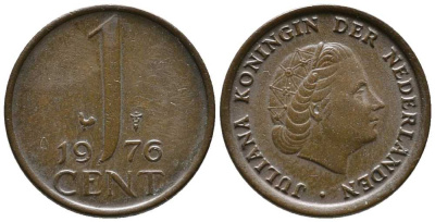 НИДЕРЛАНДЫ 1 ЦЕНТ 1976 ЮЛИАНА KM 180 бронза 39-1256