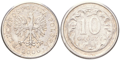 Польша 10 грошей 2006 Y 279 медно-никель UNC 4614-319