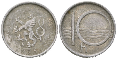 Чехия 10 геллеров 1995 KM 6 алюминий 4618-368