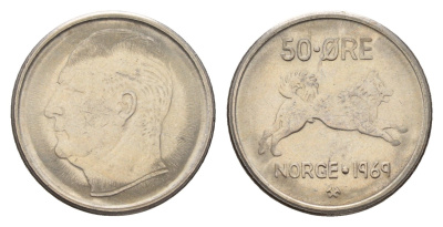 Норвегия 50 эре 1969 Улаф V (1957-1991) KM 408 медно-никель 4588-444