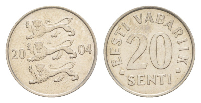 Эстония 20 сентов 2004 KM 23a сталь плакированная никелем UNC 4647-126