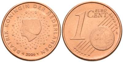 Нидерланды 1 евроцент 2004  КМ 234 сталь плакированная медью UNC   4160-1139