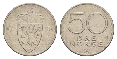 Норвегия 50 эре 1984 Улаф V (1957-1991) KM 418 медно-никель 4635-457