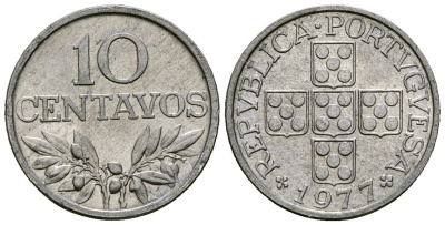 Португалия 10 сентаво 1977 KM 594 алюминий 4164-1059