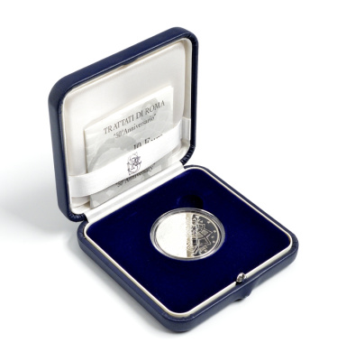 Италия 10 евро 2007 50 лет Римскому договору KM 295 серебро PROOF 4-3-5-07
