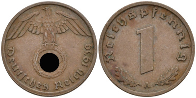 Германия 1 рейхспфенниг 1939 A KM 89, J 361 бронза 4396-1214