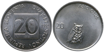 Словения 20 стотинов 1992 KM 8 алюминий 4557-1228