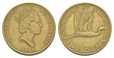 Новая Зеландия 2 доллара 1998 KM 79 алюминиевая бронза 4652-256