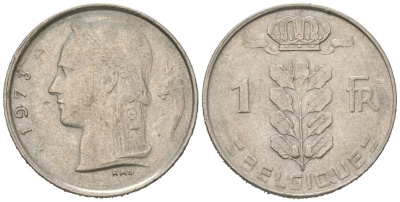 Бельгия 1 франк 1973 Belgique, Бодуэн I (1951-1993) KM 142 медно-никель 4617-1132