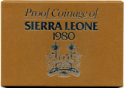 Сьерра-Леоне набор из 6 монет  1980 в оригинальной пластиковой упаковке, с сертификатом, тираж 10000 экземпляров KM PS 6   PROOF 00-00