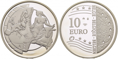 Бельгия 10 евро 2004 Расширение Европейского Союза KM 234 серебро PROOF 01-161-32