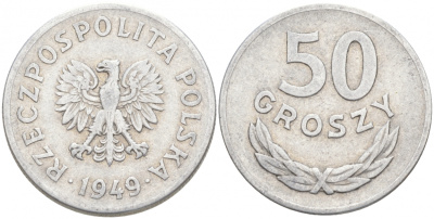 Польша 50 грошей 1949 KM 44а, Parchimowicz 209b алюминий 68-322