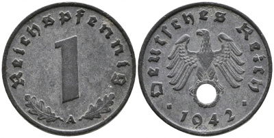 ГЕРМАНИЯ 1 РЕЙХСПФЕННИГ 1941 A KM 97, J 369 цинк 4528-262