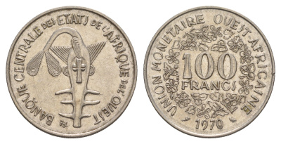 Западная Африка (BCEAO) 100 франков 1970 KM 4 никель 4656-914
