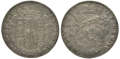 Неаполь и Сицилия тари (2 карлини) 1686 Карл II Испанский серебро 00-822-16