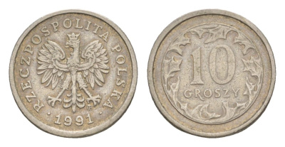 Польша 10 грошей 1991 Y 279 медно-никель 4625-657
