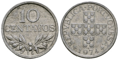 Португалия 10 сентаво 1974 KM 594 алюминий 4164-1051