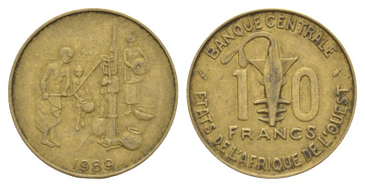 Западная Африка (BCEAO) 10 франков 1989 KM 10 медь алюминий никель 4656-842