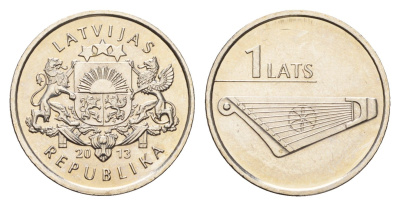 Латвия 1 лат 2013 Кокле KM 142 медно-никель UNC 4679-413