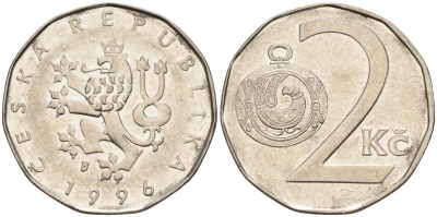 Чехия 2 кроны 1996 KM 9 сталь плакированная никелем 4156-153