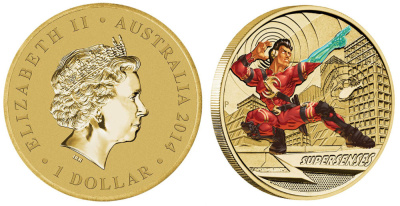 Австралия 1 доллар 2014 серия сверхспособности, супер чувства, цветная эмаль KM NEW алюминиевая бронза UNC M44-6
