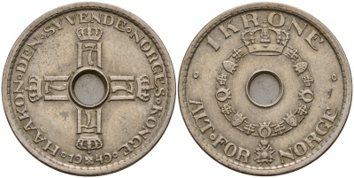Норвегия 1 крона 1949 Хокон VII (1905-1957) KM 385 медно-никель 4187-926