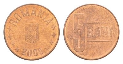 Румыния 5 бань (бани) 2005 KM 190 сталь плакированная медью UNC 4644-1258