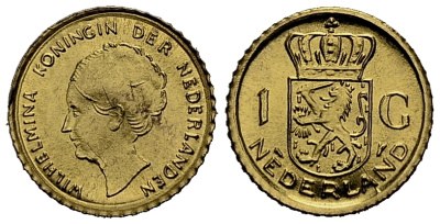 Нидерланды 1 гульден ND игровой жетон, Вильгельмина (1890-1948) золото PROOF 413-3833