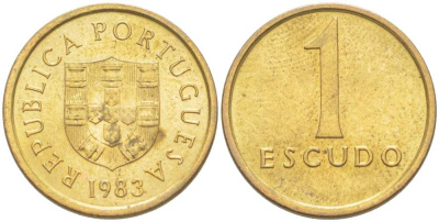 ПОРТУГАЛИЯ 1 ЭСКУДО 1983 KM 614 никель латунь 4516-419