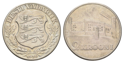 Эстония 2 кроны 1930 Замок Тоомпеа в Таллине, год-тип KM 20 серебро 4667-545