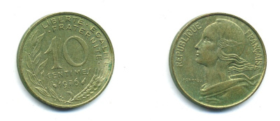 ФРАНЦИЯ 10 САНТИМОВ 1976 ТИП MARIANNE KM 929 медь алюминий никель 84-1623