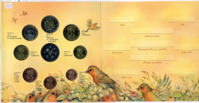Финляндия евронабор из 8 монет + жетон 2003 птички, в оригинальном буклете UNC 5-6-2-3